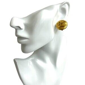 CHANEL Gold Logo Earrings